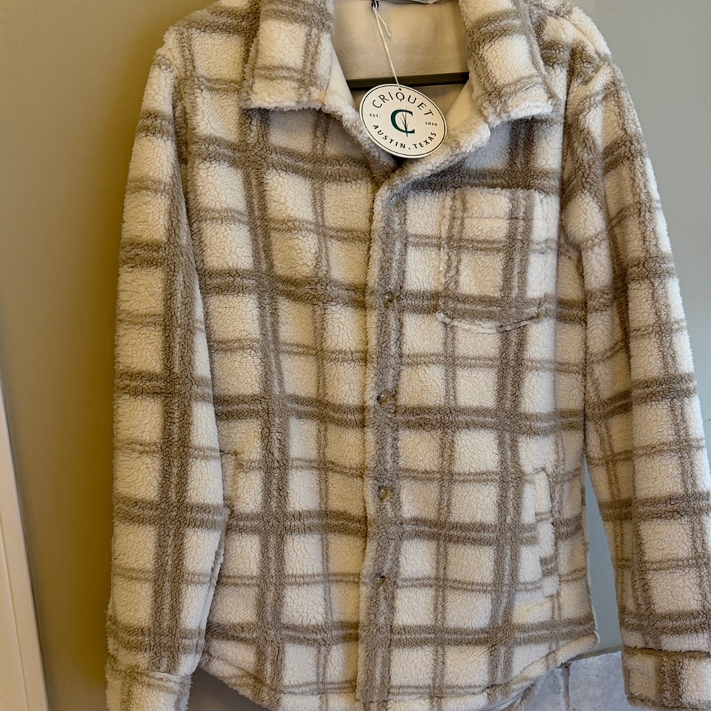 Criquet Austin Texas Sherpa Shacket - Yeats Plaid